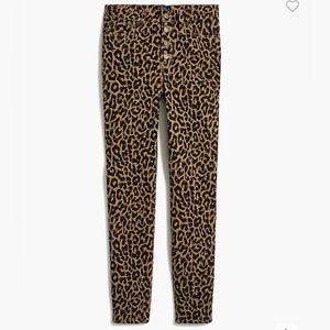 New JCREW  Leopard  high-rise skinny jean with button fly